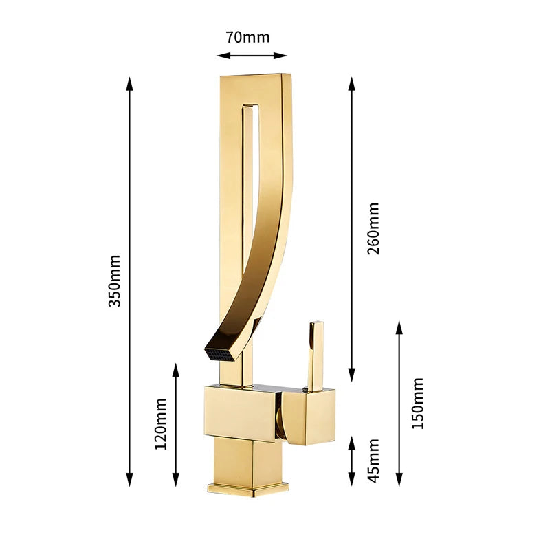 Wanmivezlo Brass Deck Mounted Waterfall Basin Faucet Single Handle