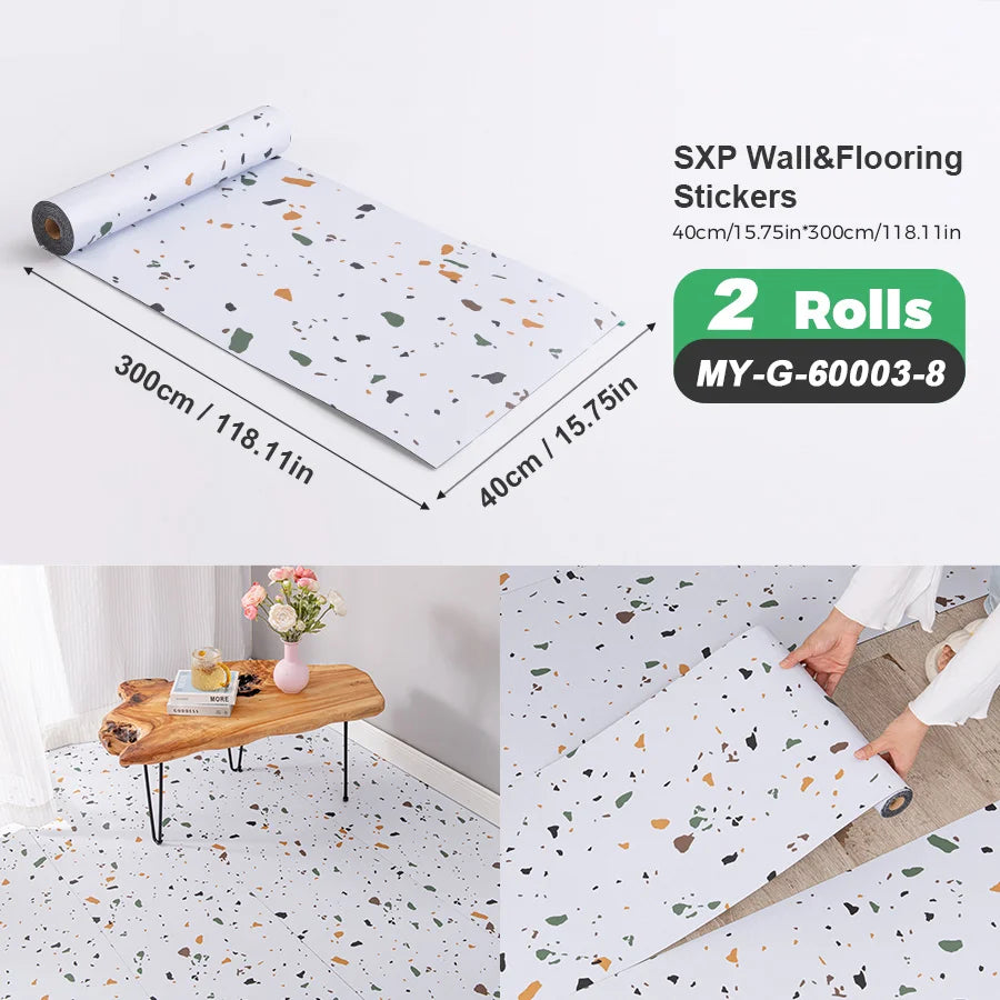 Self Adhesive Wall And Floor Sticker Wood Grain Marble Design