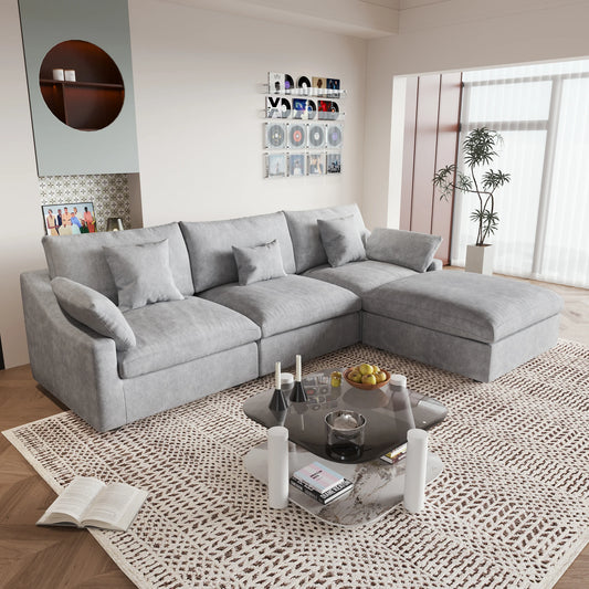 Sdorens Cloud L-Shaped Sectional Sofa With Ottoman