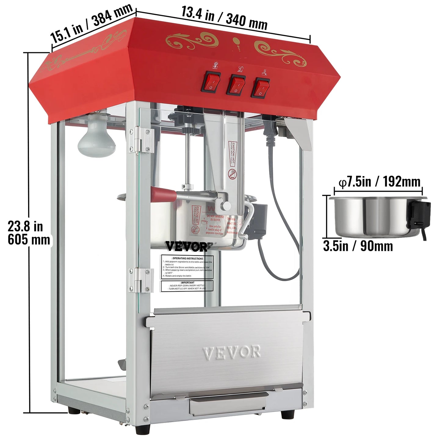 SucceBuy Commercial Popcorn Maker Machine With SUS304 Heating Tube