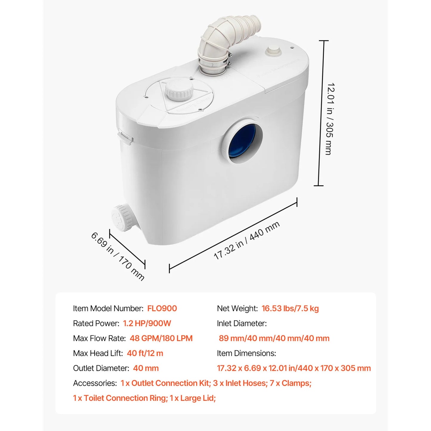 Succebuy Macerator Pump 500W 700W 900W 1200W Waste Water Upflush