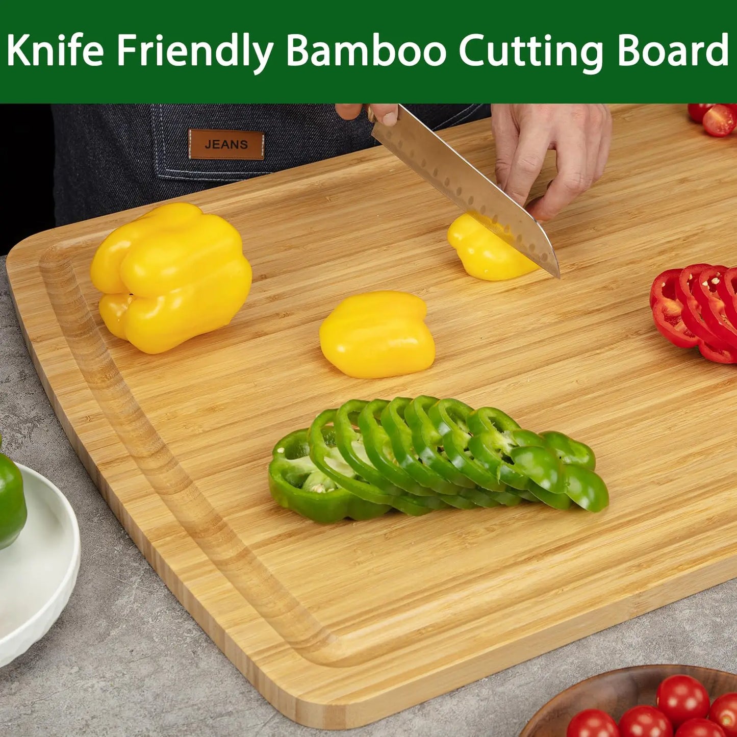 Bamboo Cutting Board Over Sink With Juice Groove Heavy Duty