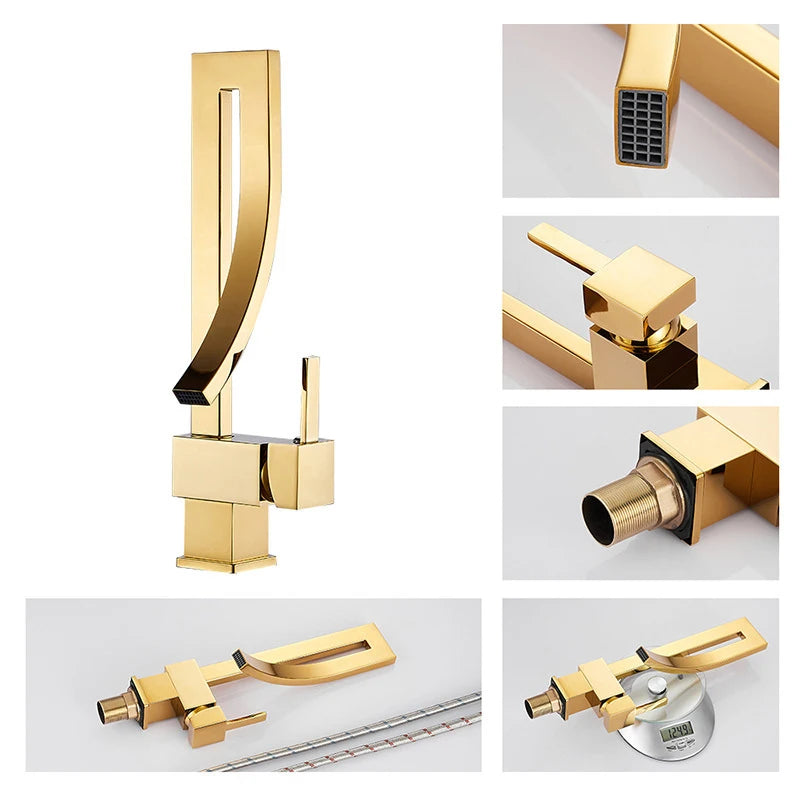 Wanmivezlo Brass Deck Mounted Waterfall Basin Faucet Single Handle