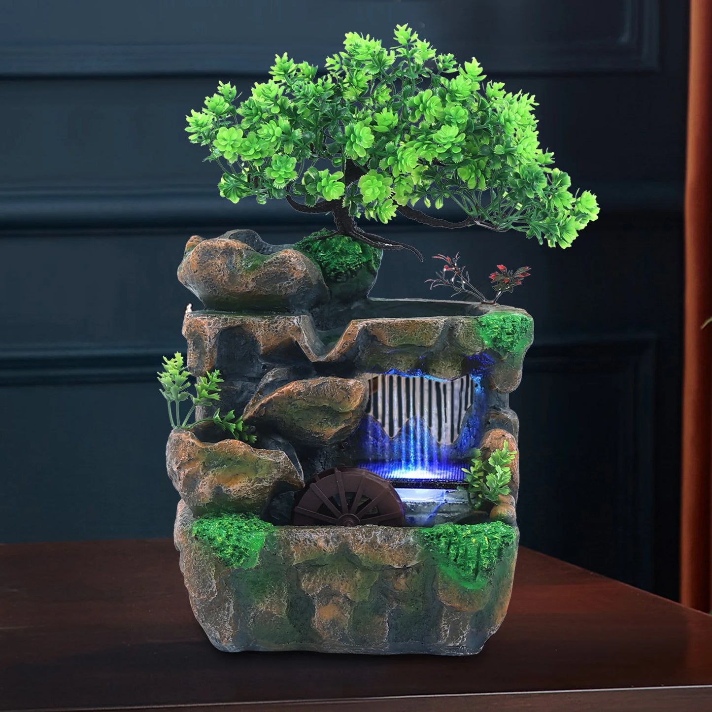 Indoor Room Desktop Fountain With LED Lighting Waterfall