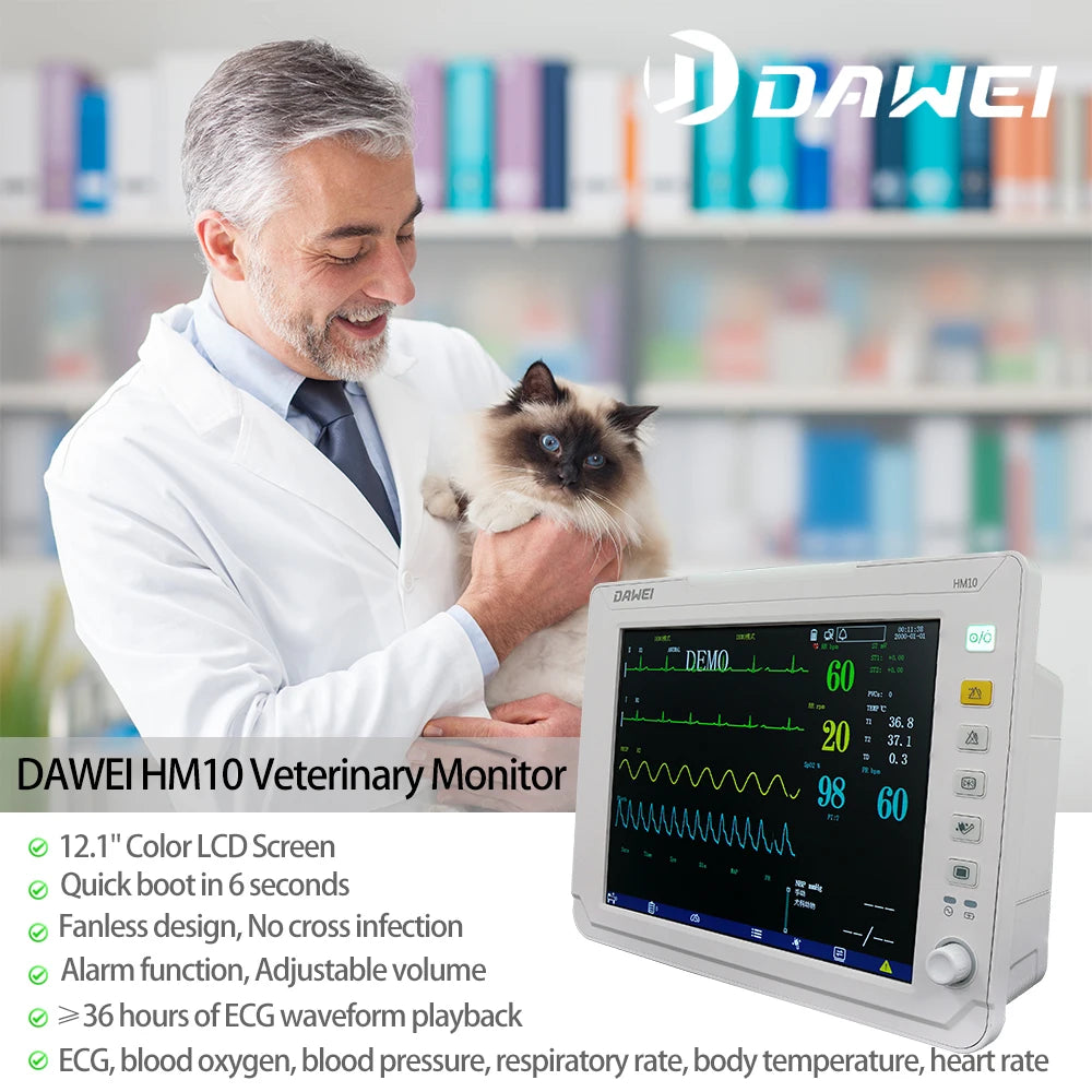 Dawei Portable Veterinary Monitor 6 Parameter With LCD Display For Pets