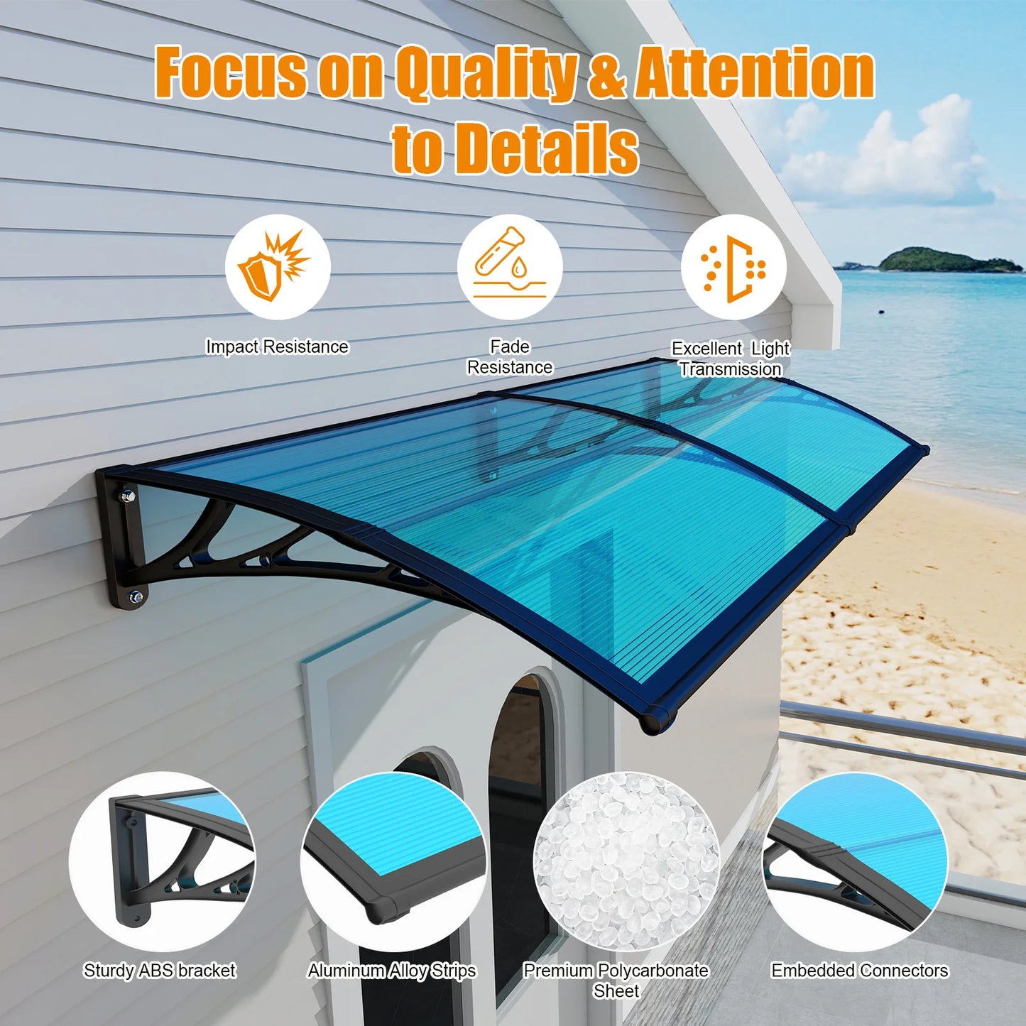 GUANSU-CN Awnings Canopy for Door and Window UV Protection