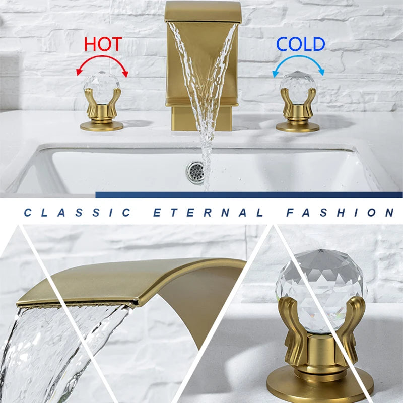 Wanmivezlo Basin Faucet Deck Mount Widespread Brass Dual Handle Tap