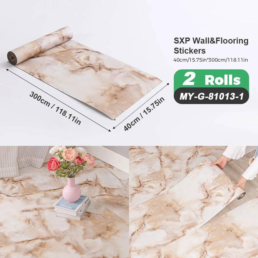 Self Adhesive Wall And Floor Sticker Wood Grain Marble Design