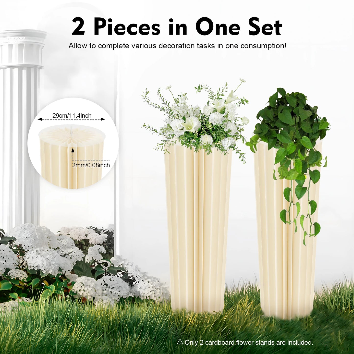 Modern Honeycomb Cardboard Vase Centerpiece Stand Two Piece Set