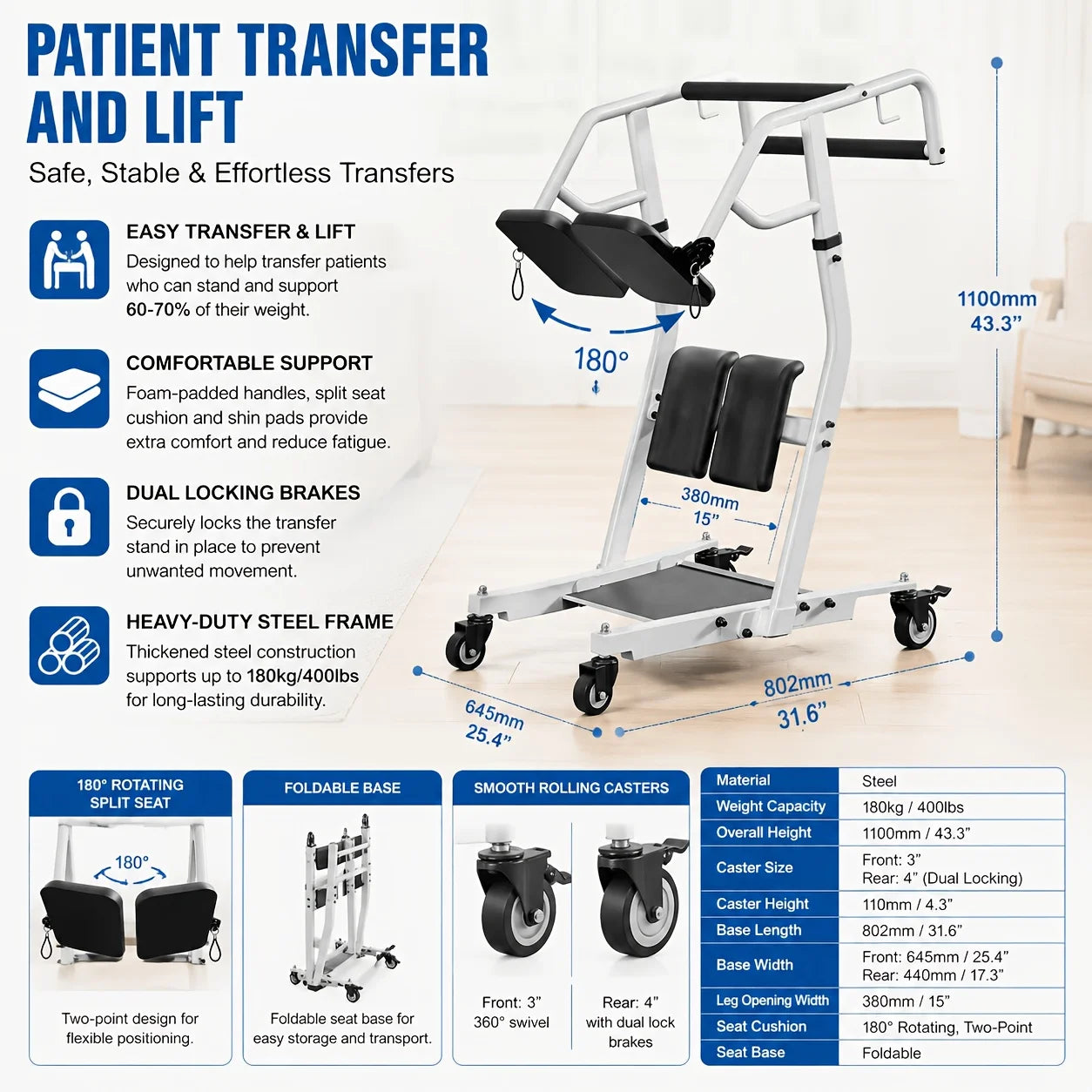 Sit To Stand Lift Stand Assist For Elderly Patients Transport