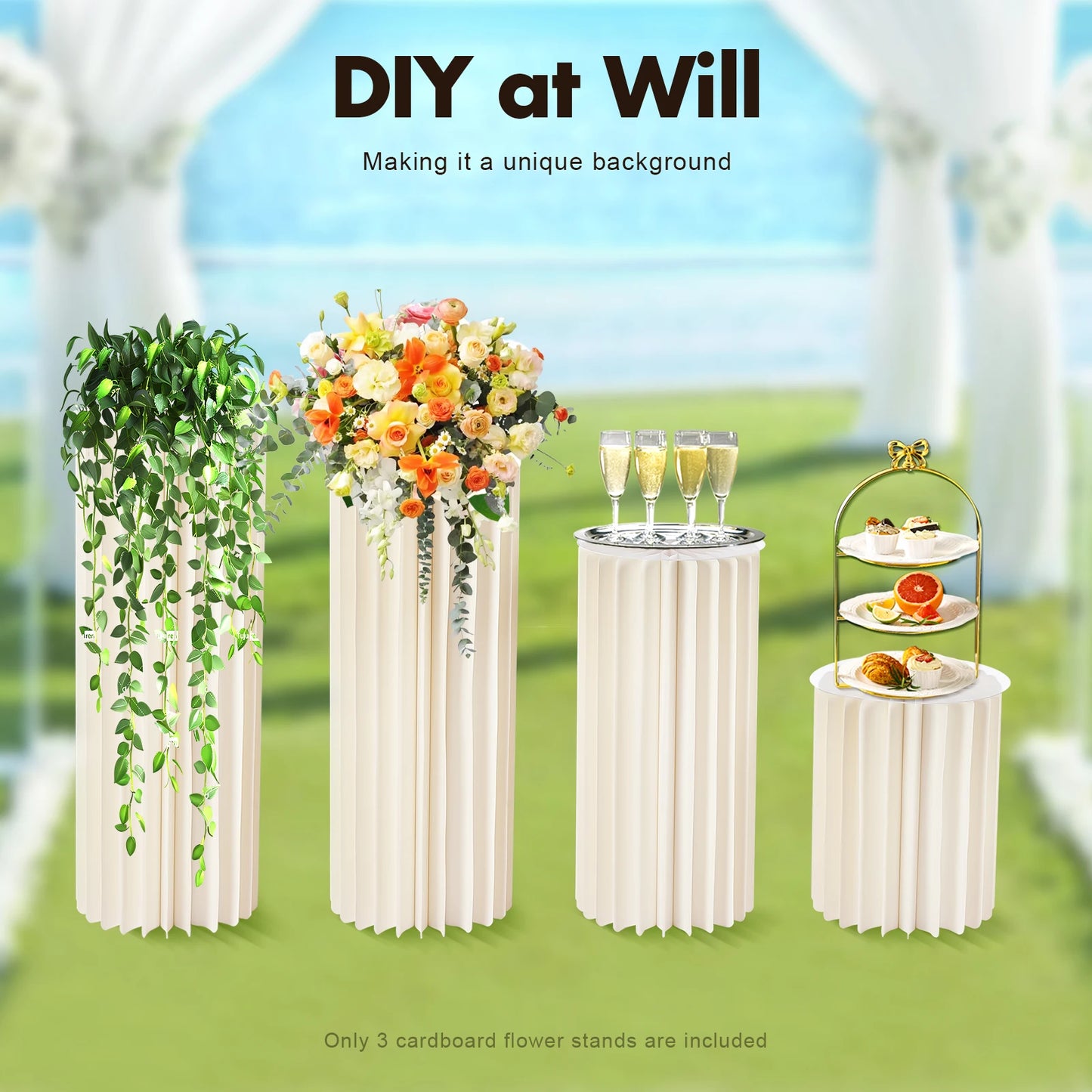 Foldable Cardboard Flower Stands For Wedding Centerpieces And Decor