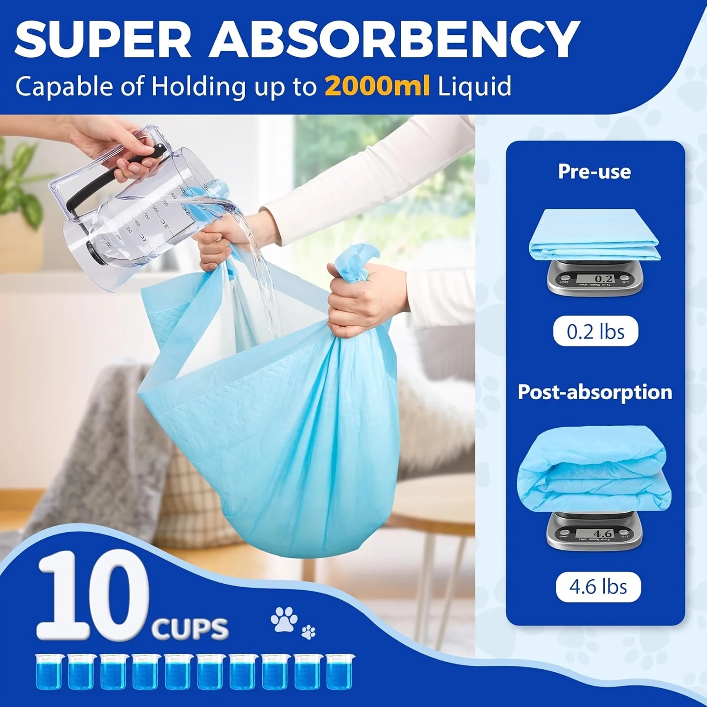Disposable Pet Training Pads 40 Pack, Leak-Proof, Ultra-Absorbent
