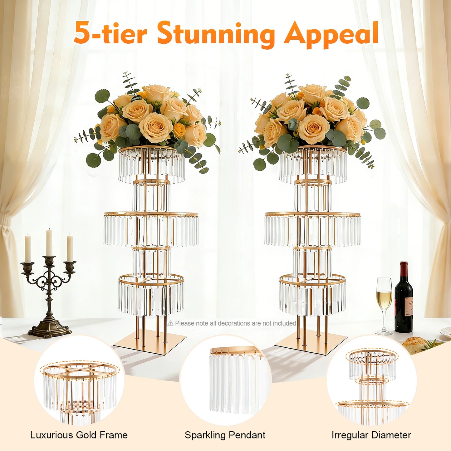 Five Tier Acrylic Wedding Flower Stand