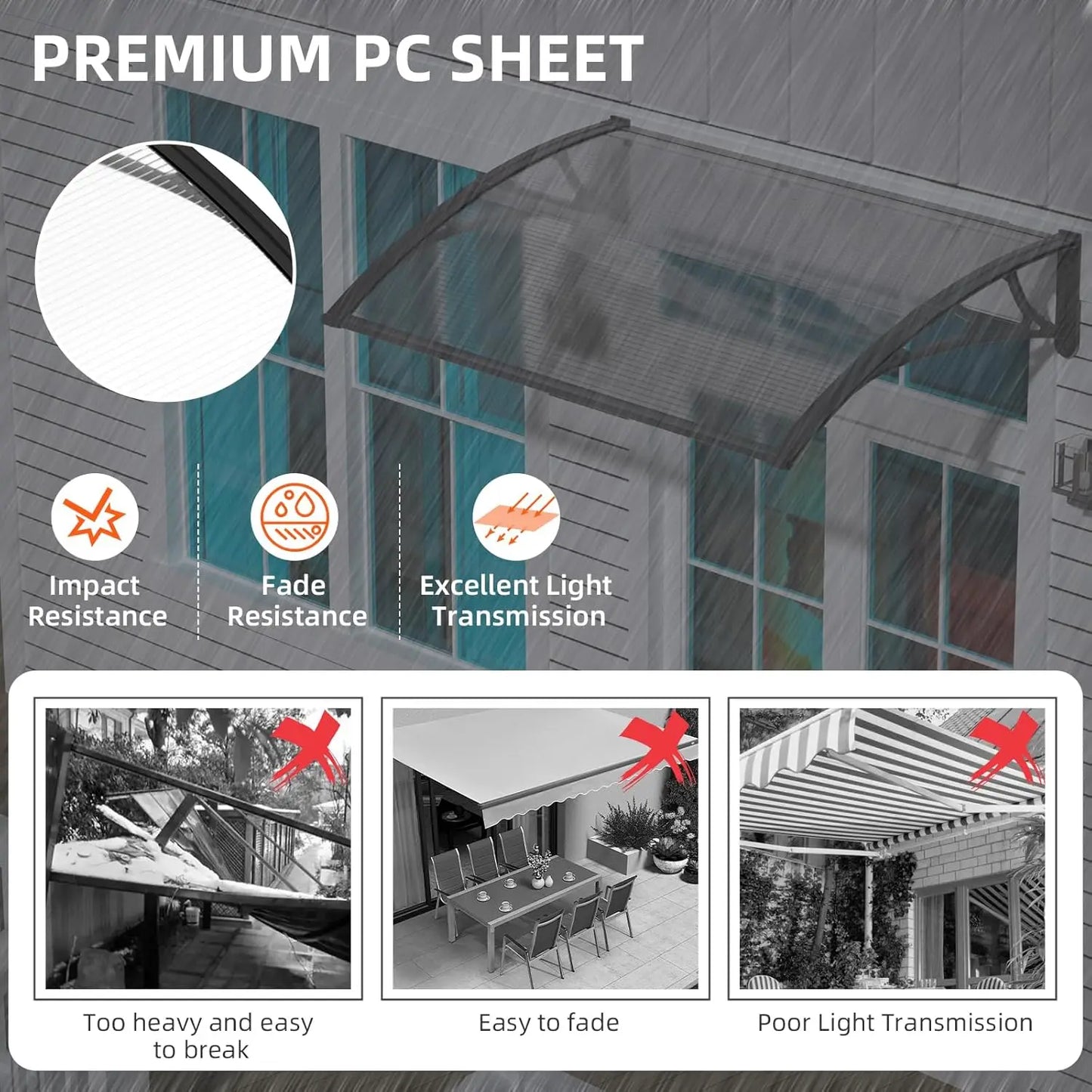 GUANSU CN Awning Canopy For Door And Window UV Protection