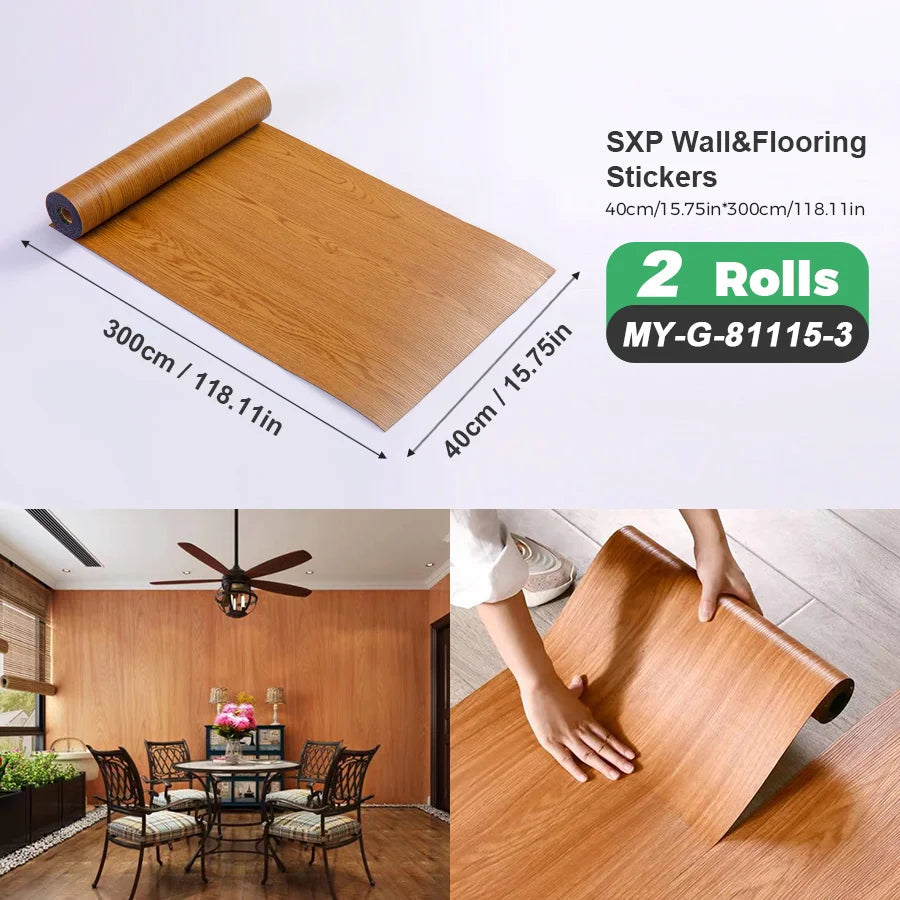 Self Adhesive Wall And Floor Sticker Wood Grain Marble Design