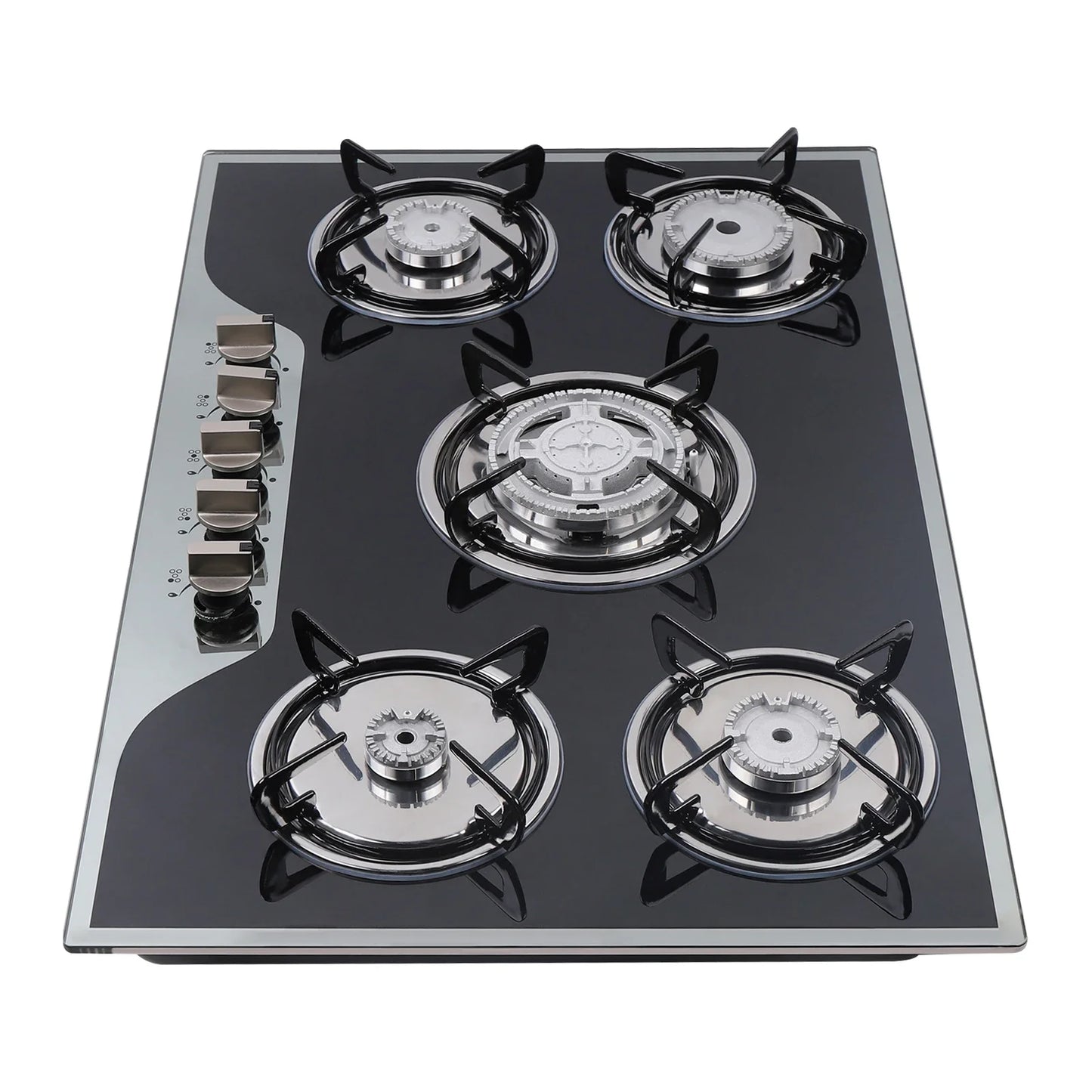 5-Burner Gas Stove LPG NG Dual Fuel Hob Stainless Steel