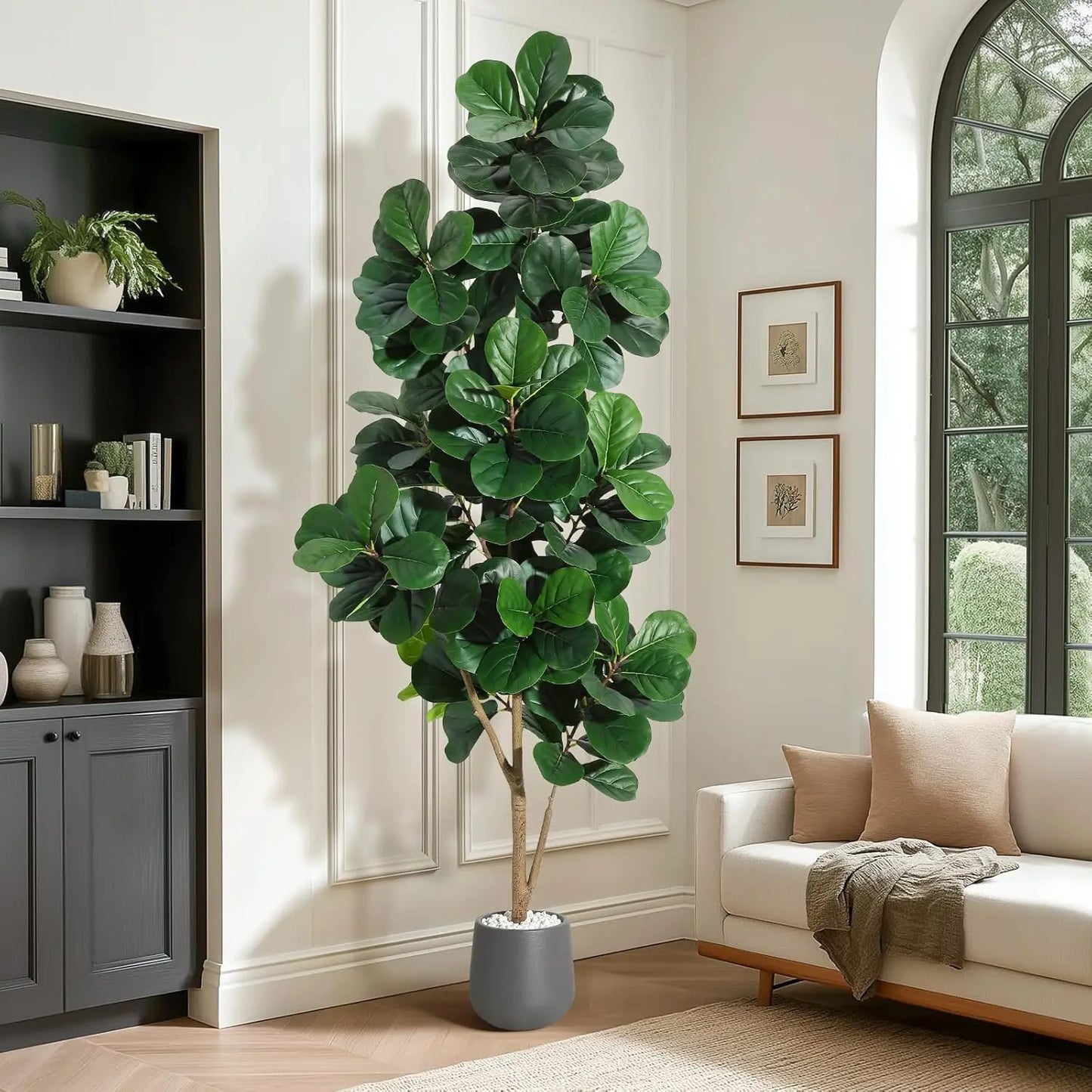 HiMISS Fiddle Leaf Fig Tree Artificial In Planter Pot Ficus