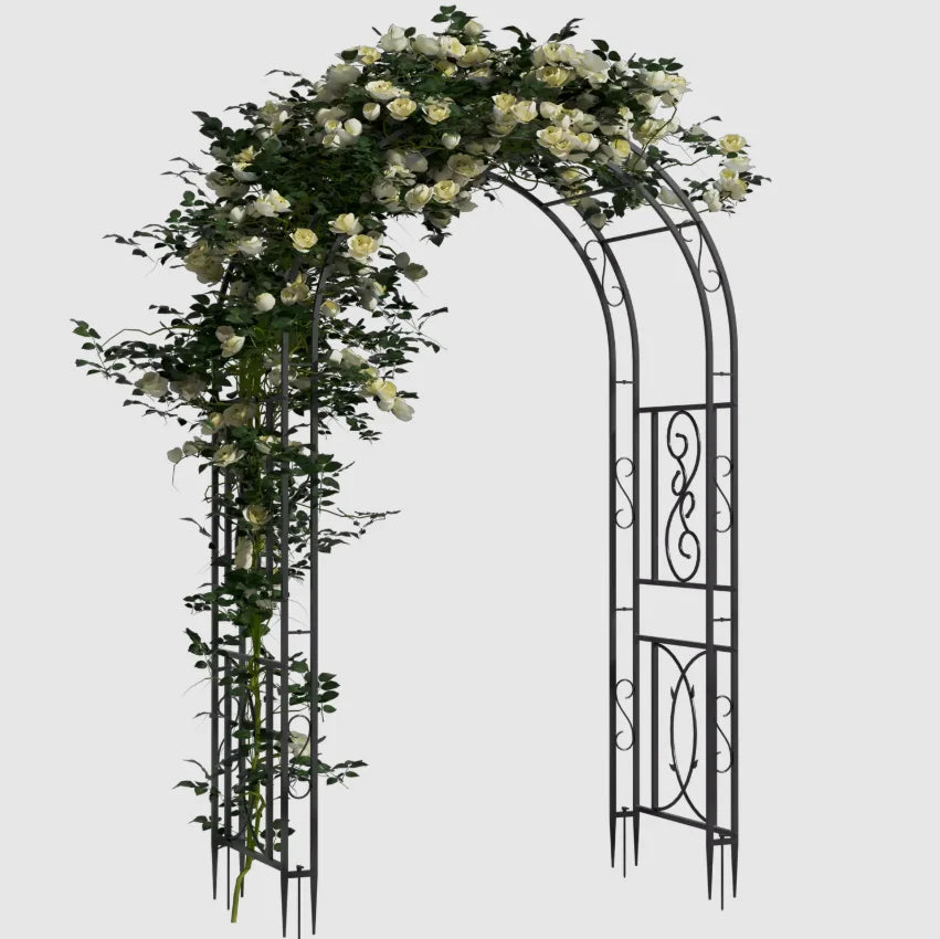 Powder Coated Heavy Duty Metal Garden Arbor Trellis Climbing Plants