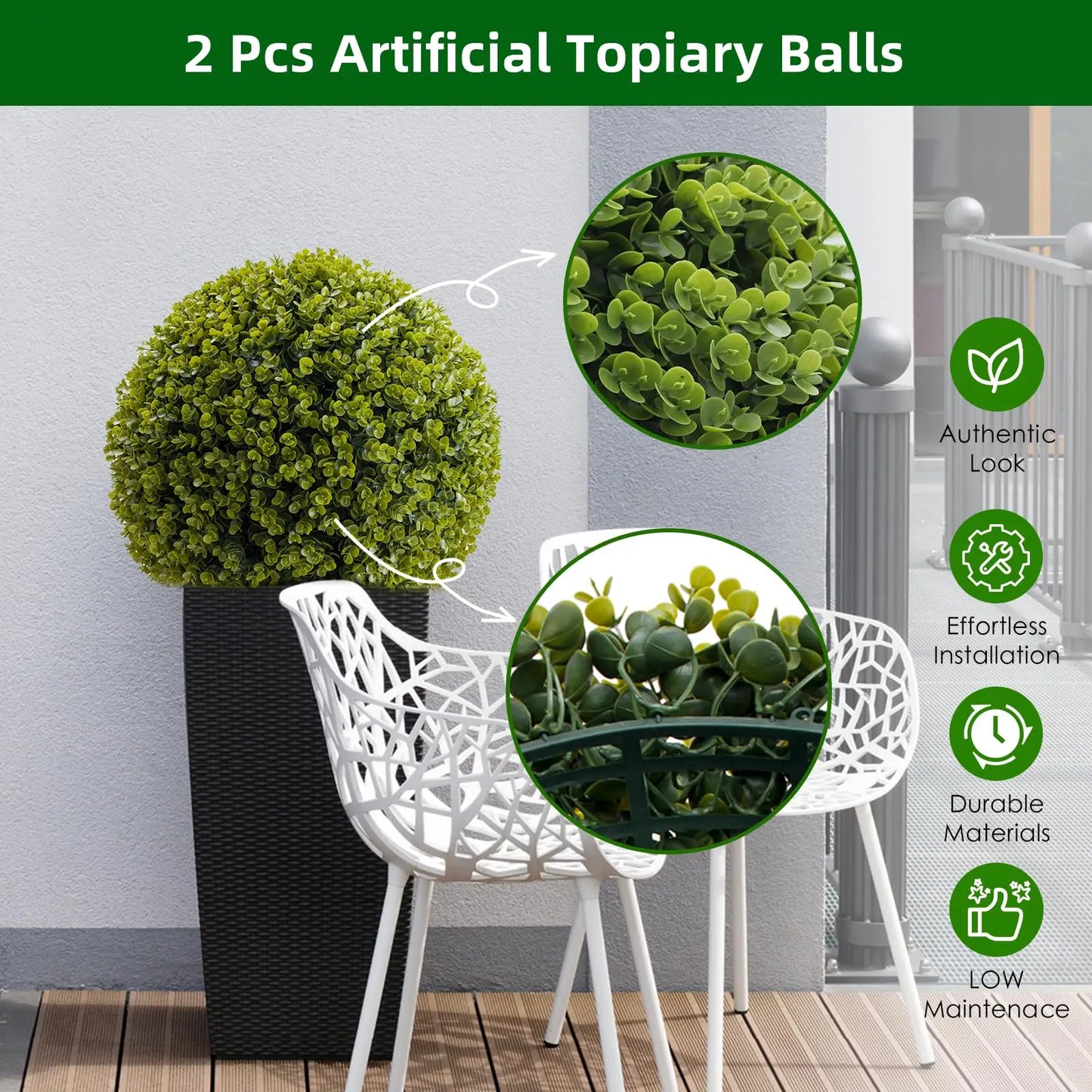 Studyset Artificial Topiary Balls Outdoor Set Of 2 For Home
