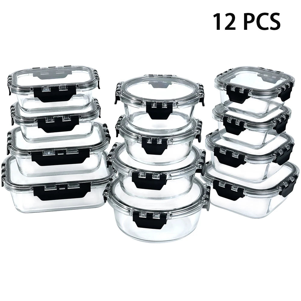 Glass Lunch Box Meal Prep Containers Airtight BPA Free