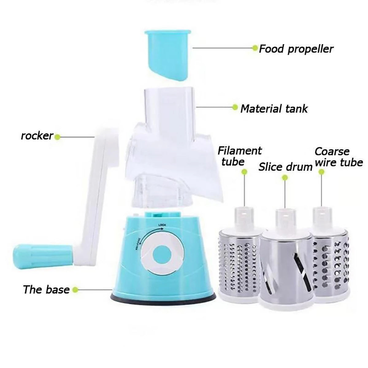 AEHOME Vegetable Slicer Shredder With 3 Drum Manual Grater Tool