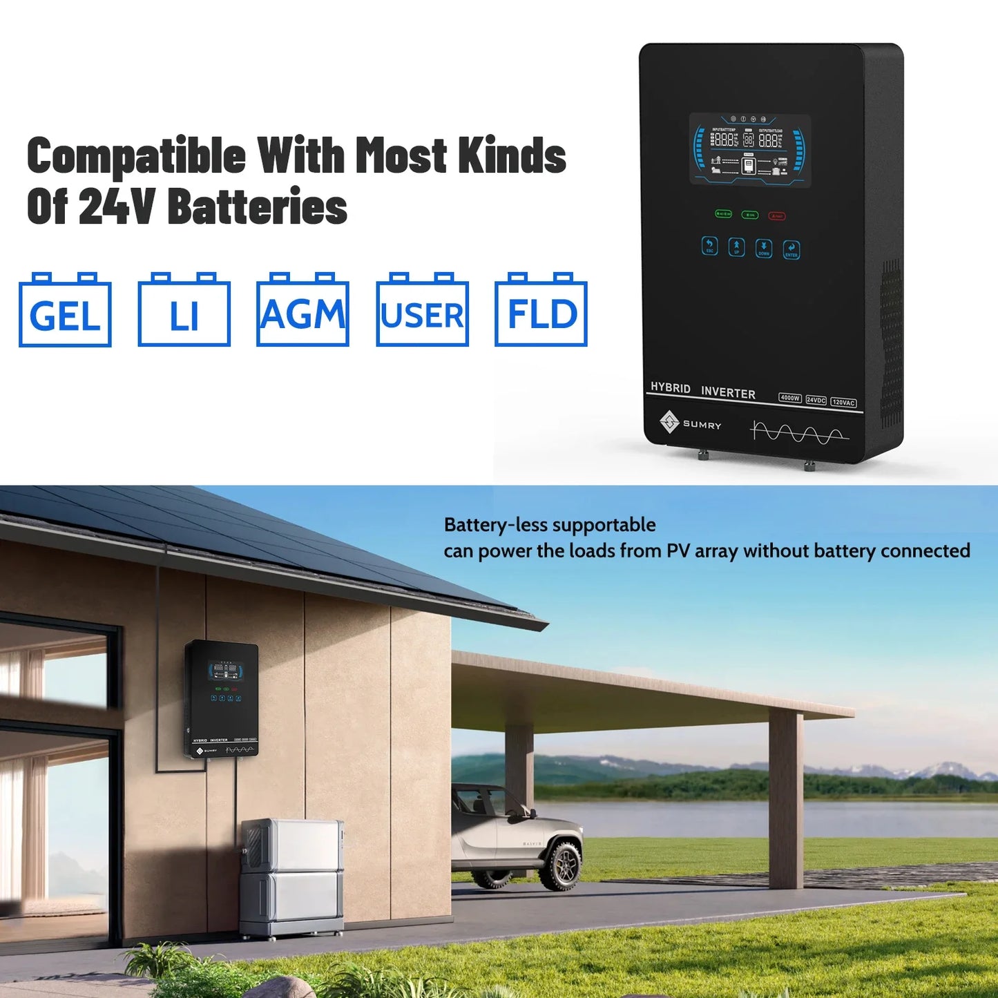 SUMRY 4KW Off Grid Solar Inverter 24V MPPT Sine Wave