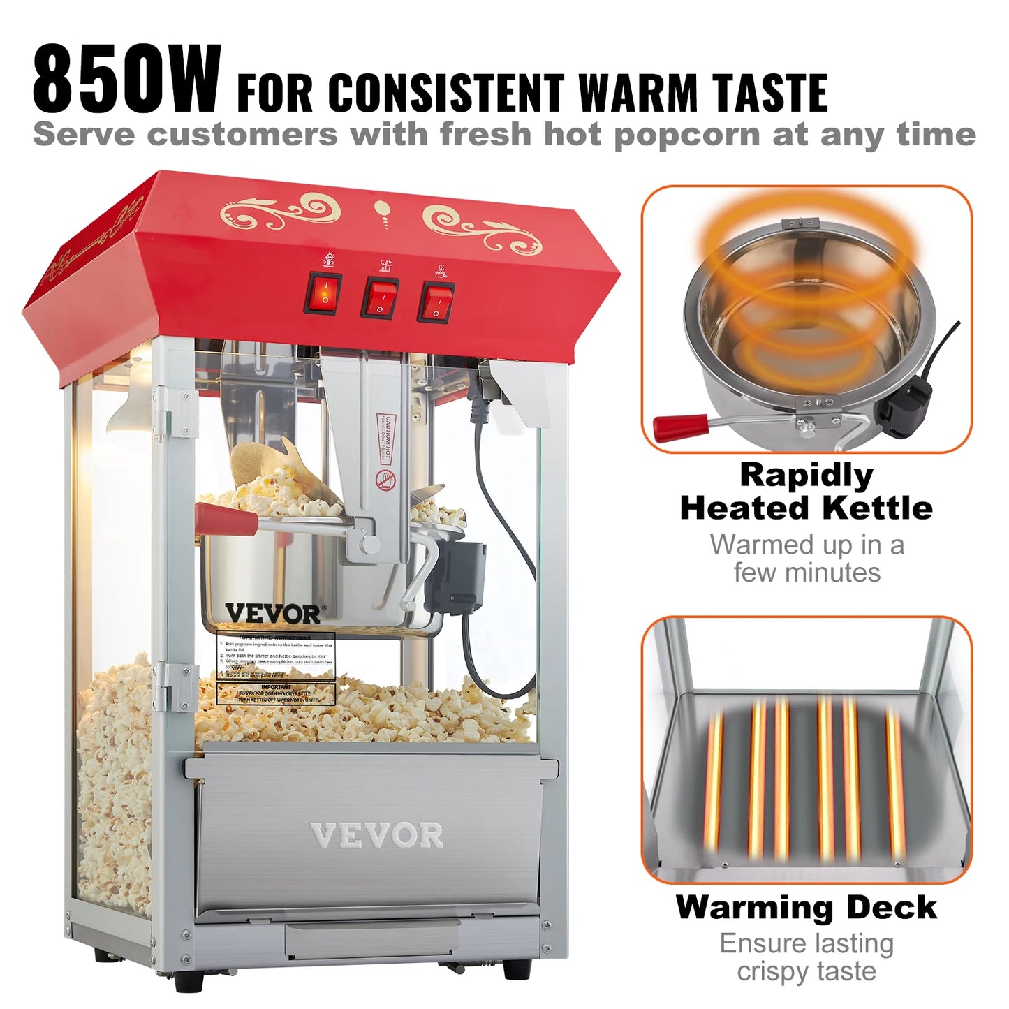 SucceBuy Commercial Popcorn Maker Machine With SUS304 Heating Tube