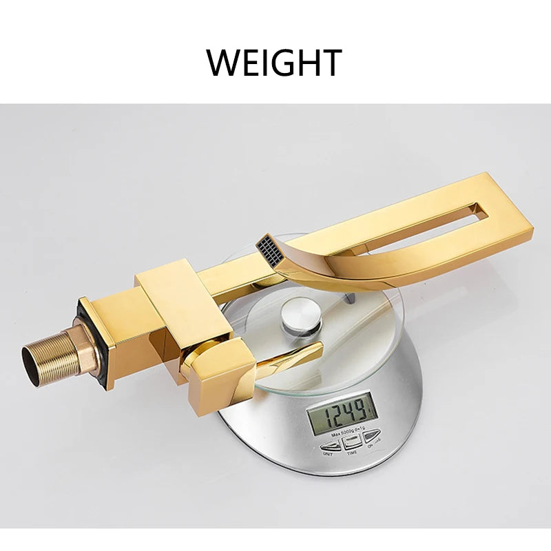 Wanmivezlo Brass Deck Mounted Waterfall Basin Faucet Single Handle