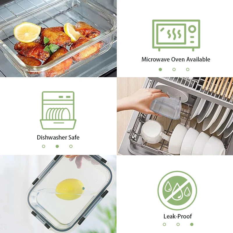 Glass Lunch Box Meal Prep Containers Airtight BPA Free