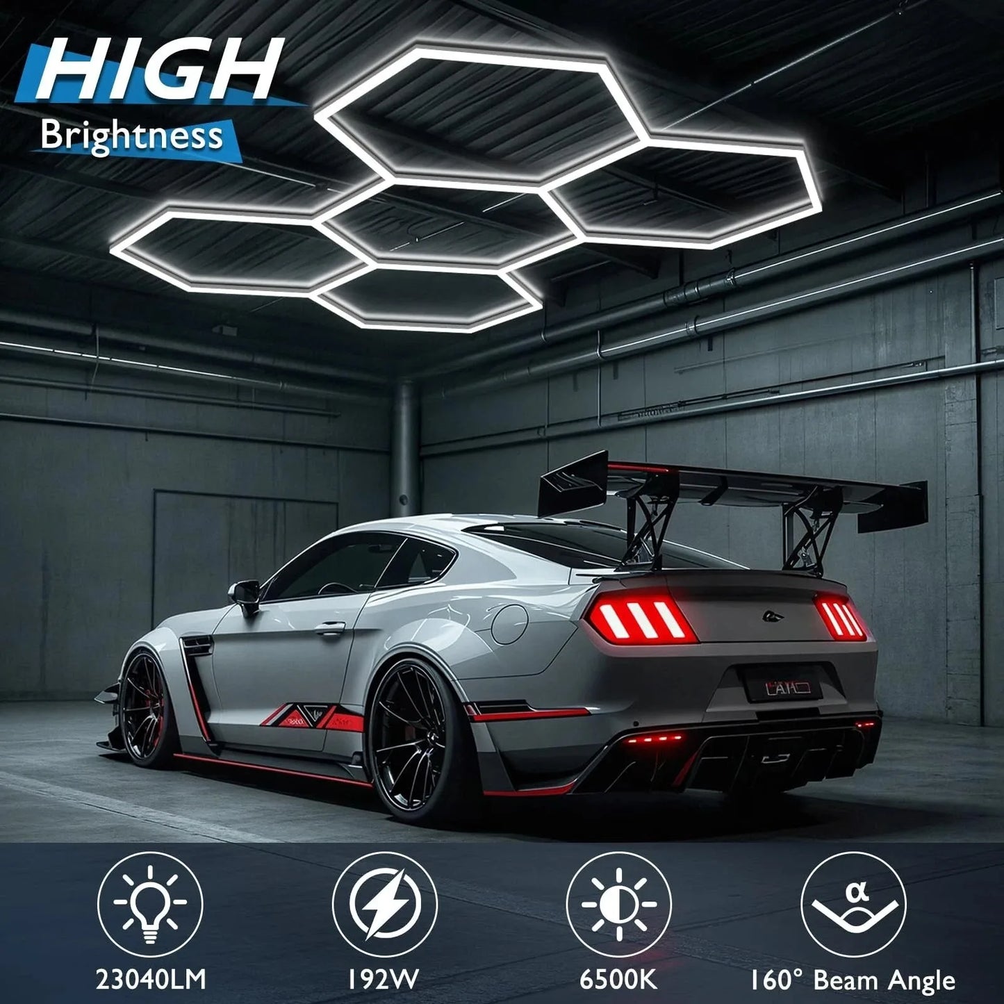 Hexagon LED Garage Light Honeycomb Ceiling Tubular Lighting