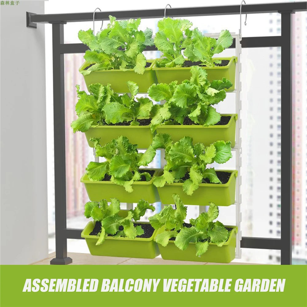 4 Tier Wall Mounted Elevated Garden Planter For Vertical Pots