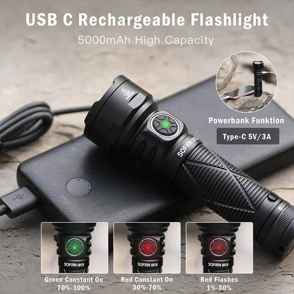 Sofirn SR15 4500LM USB-C Rechargeable 21700 Flashlight