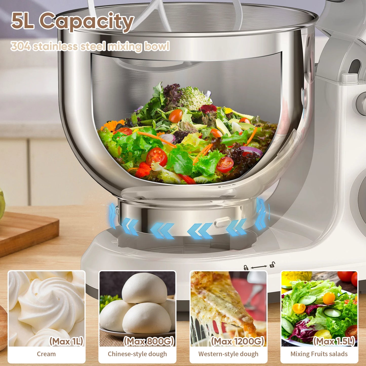 Biolomix 1200W Stand Mixer With 11 Speed DC Motor Performance