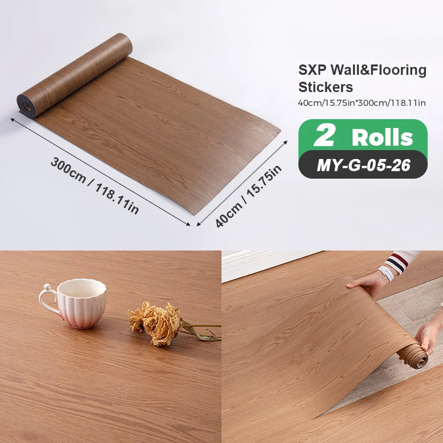 Self Adhesive Wall And Floor Sticker Wood Grain Marble Design