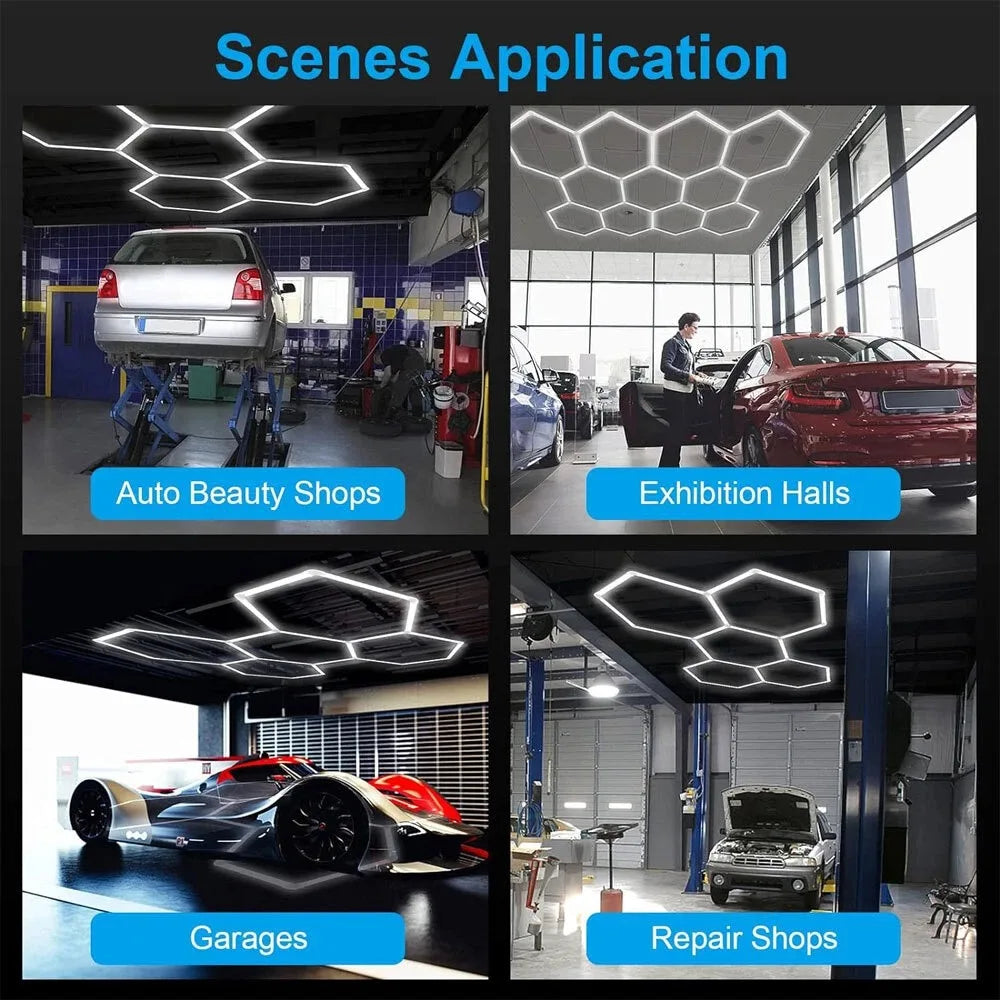 Hexagon LED Garage Light Honeycomb Ceiling Tubular Lighting