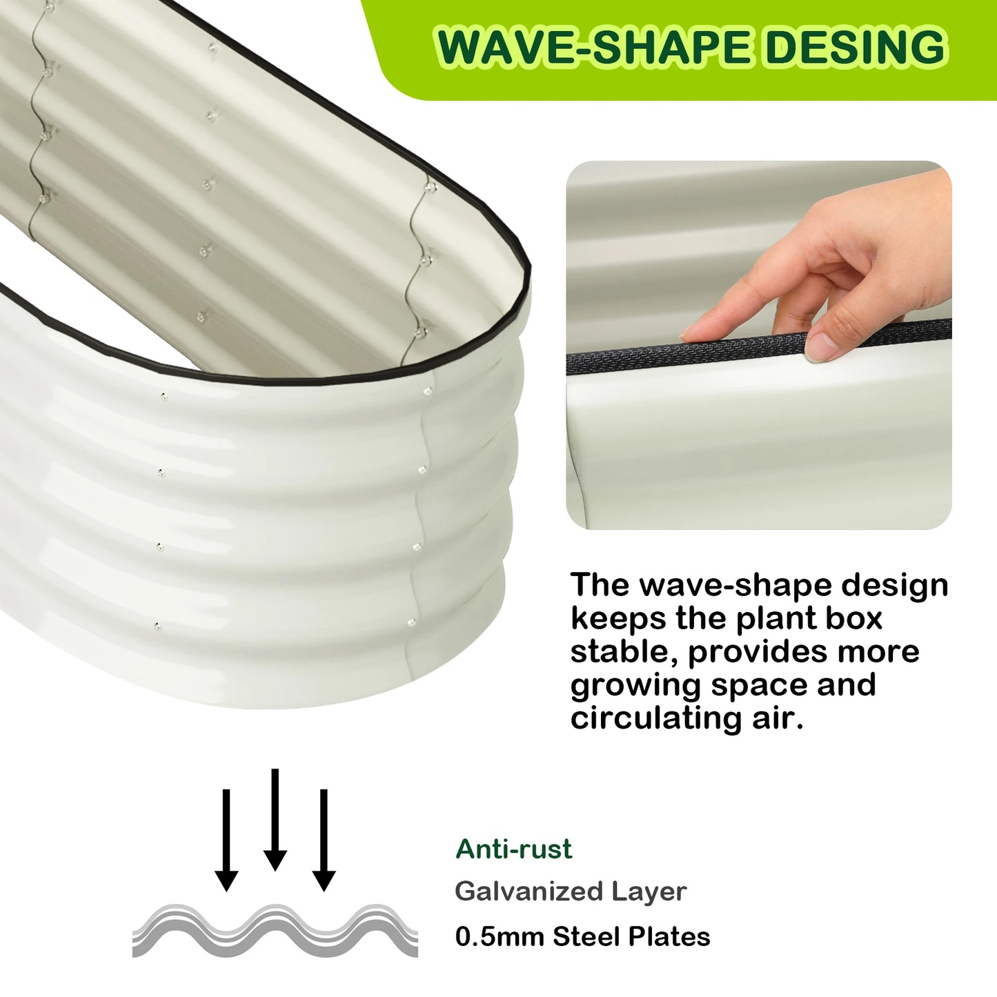 HiMISS Two Pack Oval Galvanized Raised Garden Beds