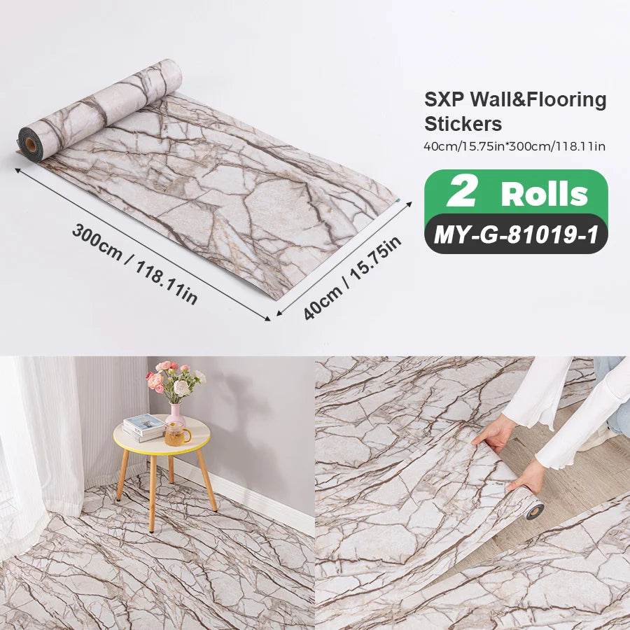 Self Adhesive Wall And Floor Sticker Wood Grain Marble Design