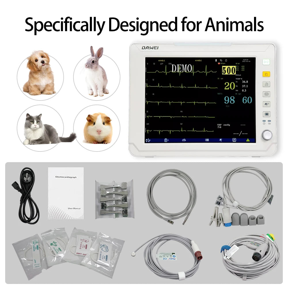 Dawei Portable Veterinary Monitor 6 Parameter With LCD Display For Pets