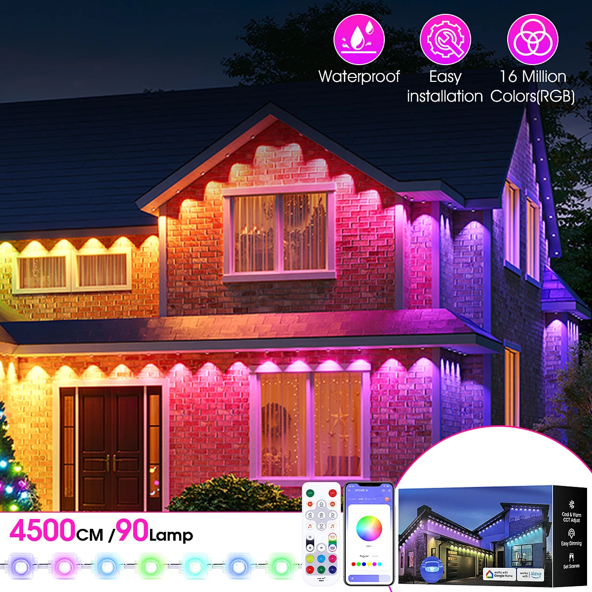 Aiopp RGBIC Outdoor Lights IP67 Waterproof 100 Scene Modes