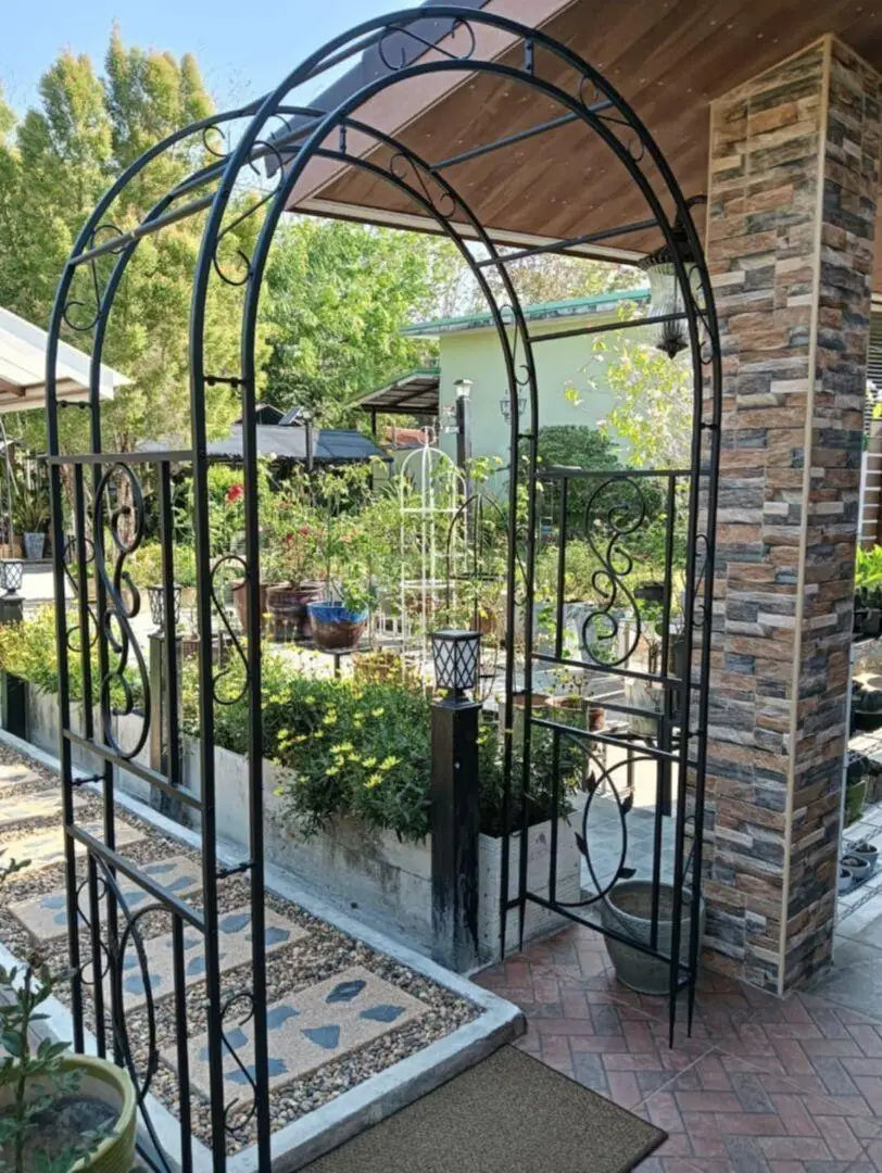 Powder Coated Heavy Duty Metal Garden Arbor Trellis Climbing Plants