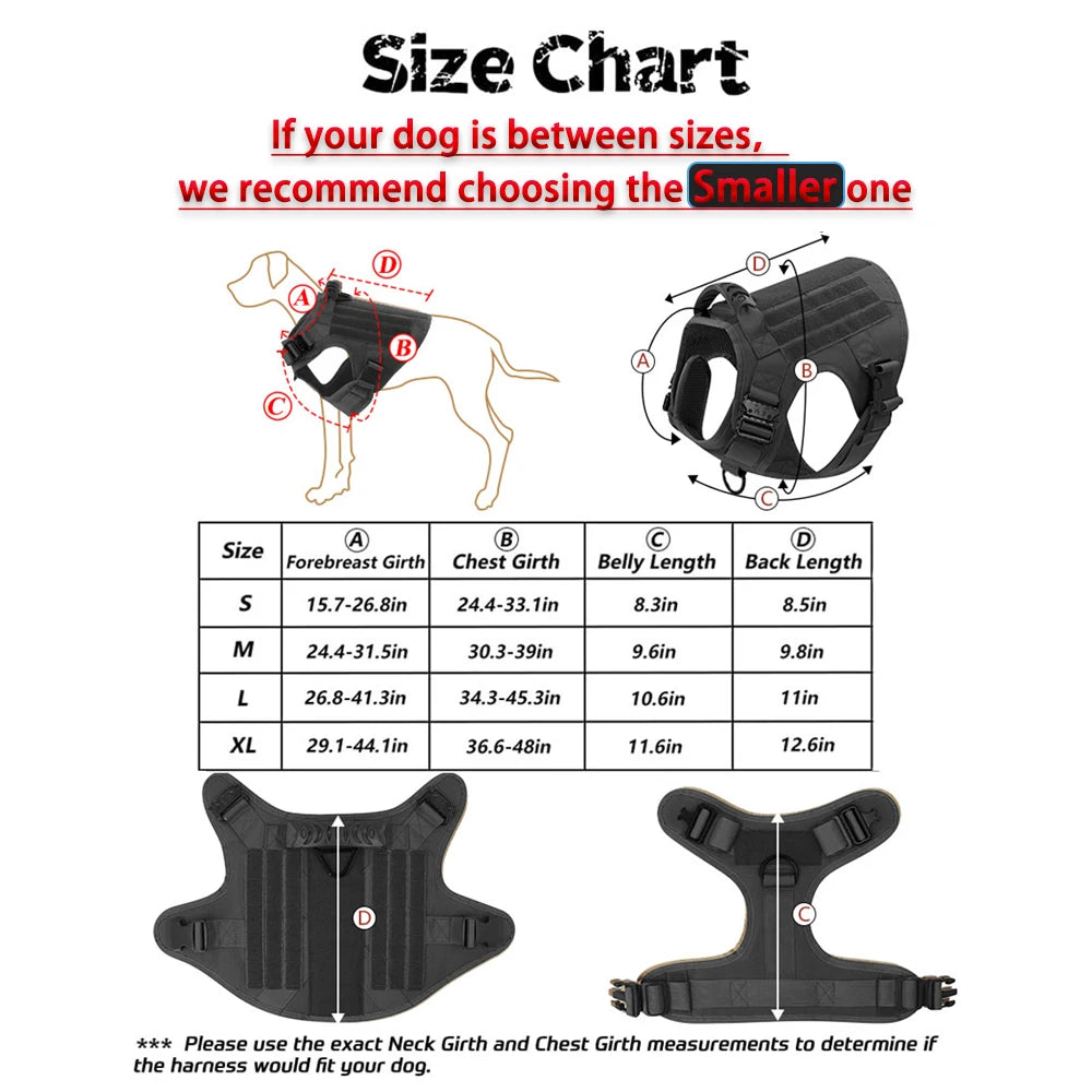 PetTravel Military Dog Harness Vest Set For Malinois Training