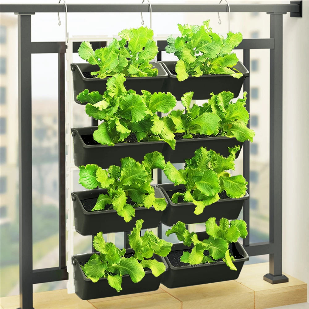 4 Tier Wall Mounted Elevated Garden Planter For Vertical Pots