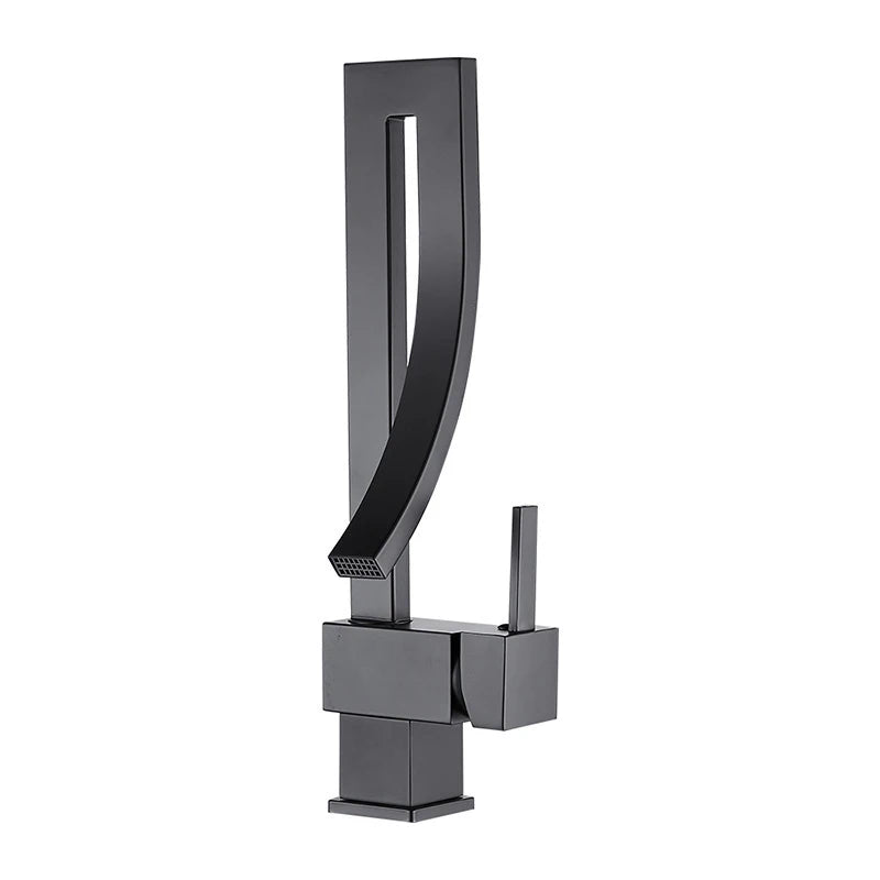 Wanmivezlo Brass Deck Mounted Waterfall Basin Faucet Single Handle