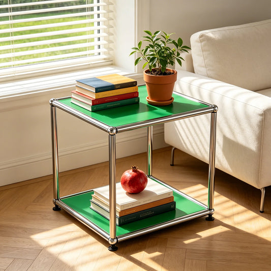 Furgle Modern Minimalist Metal Frame Side End Table Cube Shelf