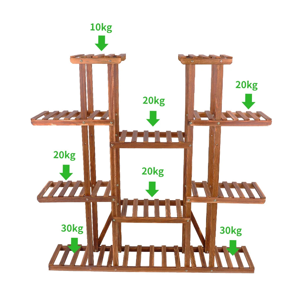 Wisfor Wooden Plant Shelf Indoor Outdoor Multi-Tier Display Stand