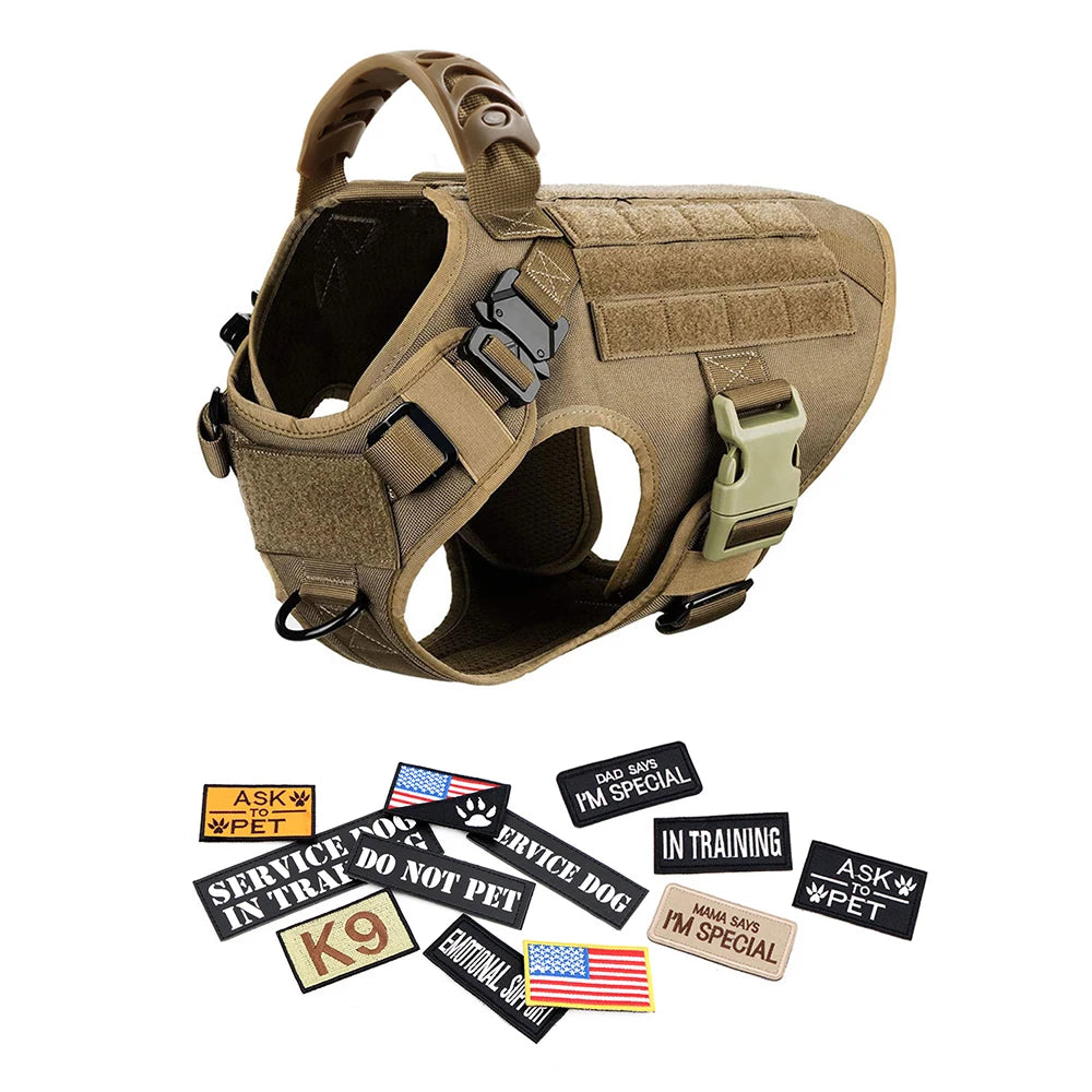 PetTravel Military Dog Harness Vest Set For Malinois Training