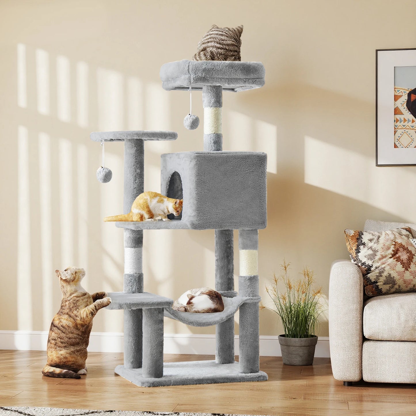 JHK Cat Tree Tall Multi-Cat Climbing Tower for Indoor Cats