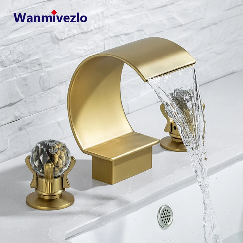 Wanmivezlo Basin Faucet Deck Mount Widespread Brass Dual Handle Tap